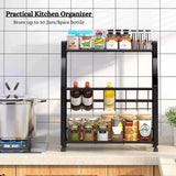 Countertop Shelf Organizer- Kitchen Storage and Organisation Rack for Spice Jar, Condiments, Olive Oil, Wine Bottle | Living, Study, Bathroom and Pantry Cabinet. (3 Tier)