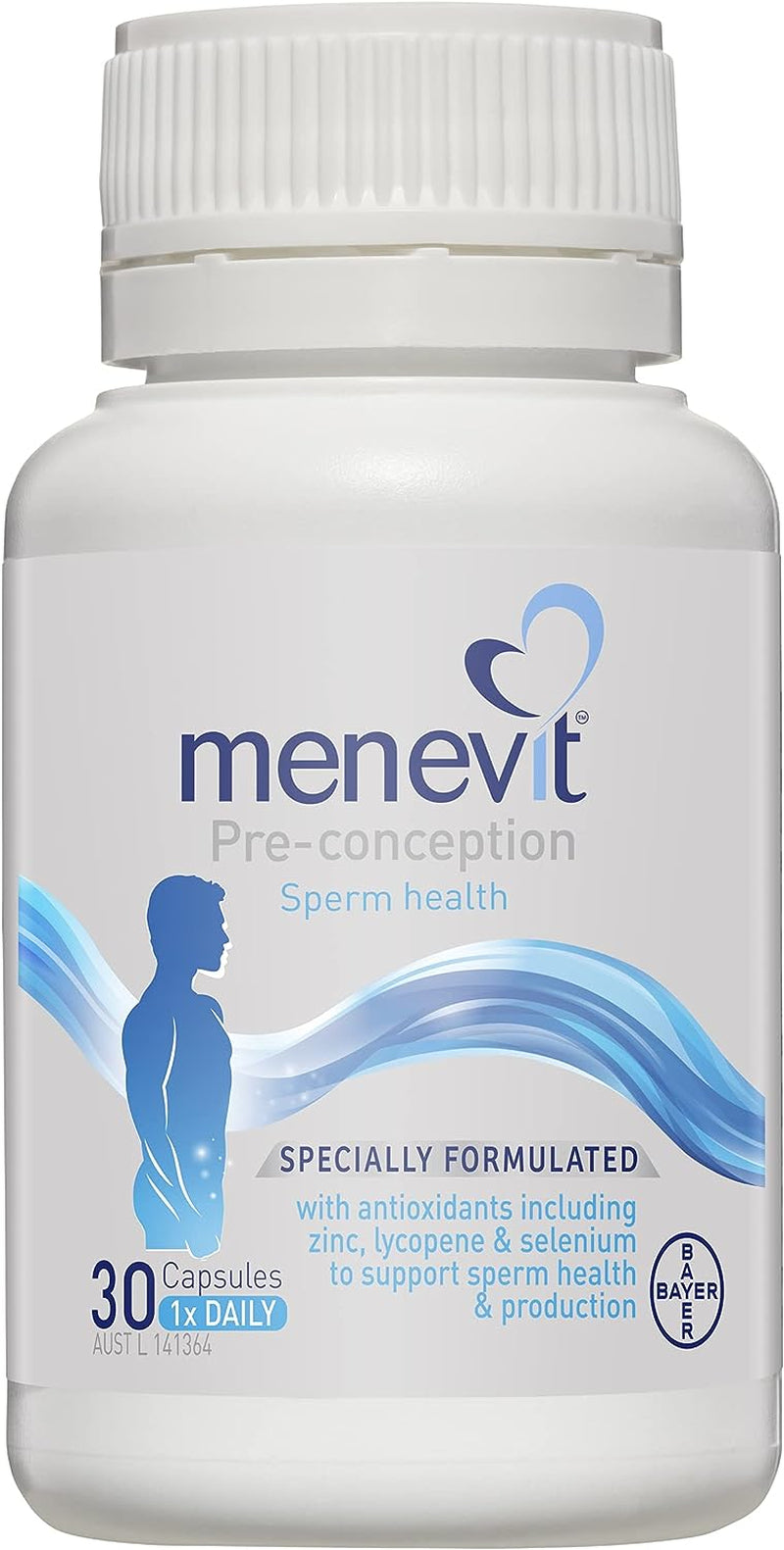 Menevit Pre-Conception Sperm Health Male Fertility Supplement to Promote Sperm Health and Chances of Conception, 30 Capsules