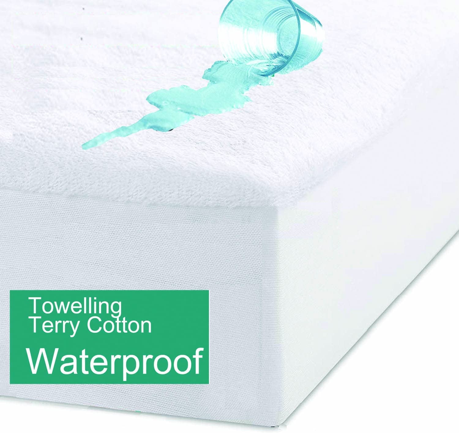 Cotton Waterproof Mattress Protector Baby Cot Fully Fitted Cotton Terry Towelling Mattress Protector Hypoallergenic and anti Dust Mite TPU Layer (Cot Size)