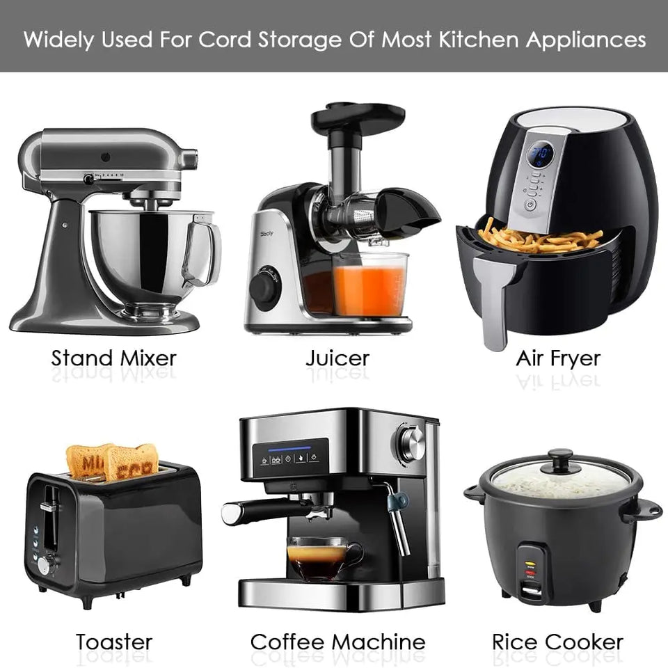 5 Pack Cord Organizer for Kitchen Appliances, Cord Wrap Cord Holder Cable Organizer, for Mixer, Blender, Coffee Maker, Pressure Cooker and Air Fryer (Black)