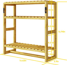 Load image into Gallery viewer, Bathroom Shelves for Storage Bamboo Adjustable 3 Tiers Plant Shelf over the Toilet Storage with Hanging Rod
