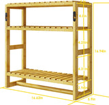 Bathroom Shelves for Storage Bamboo Adjustable 3 Tiers Plant Shelf over the Toilet Storage with Hanging Rod