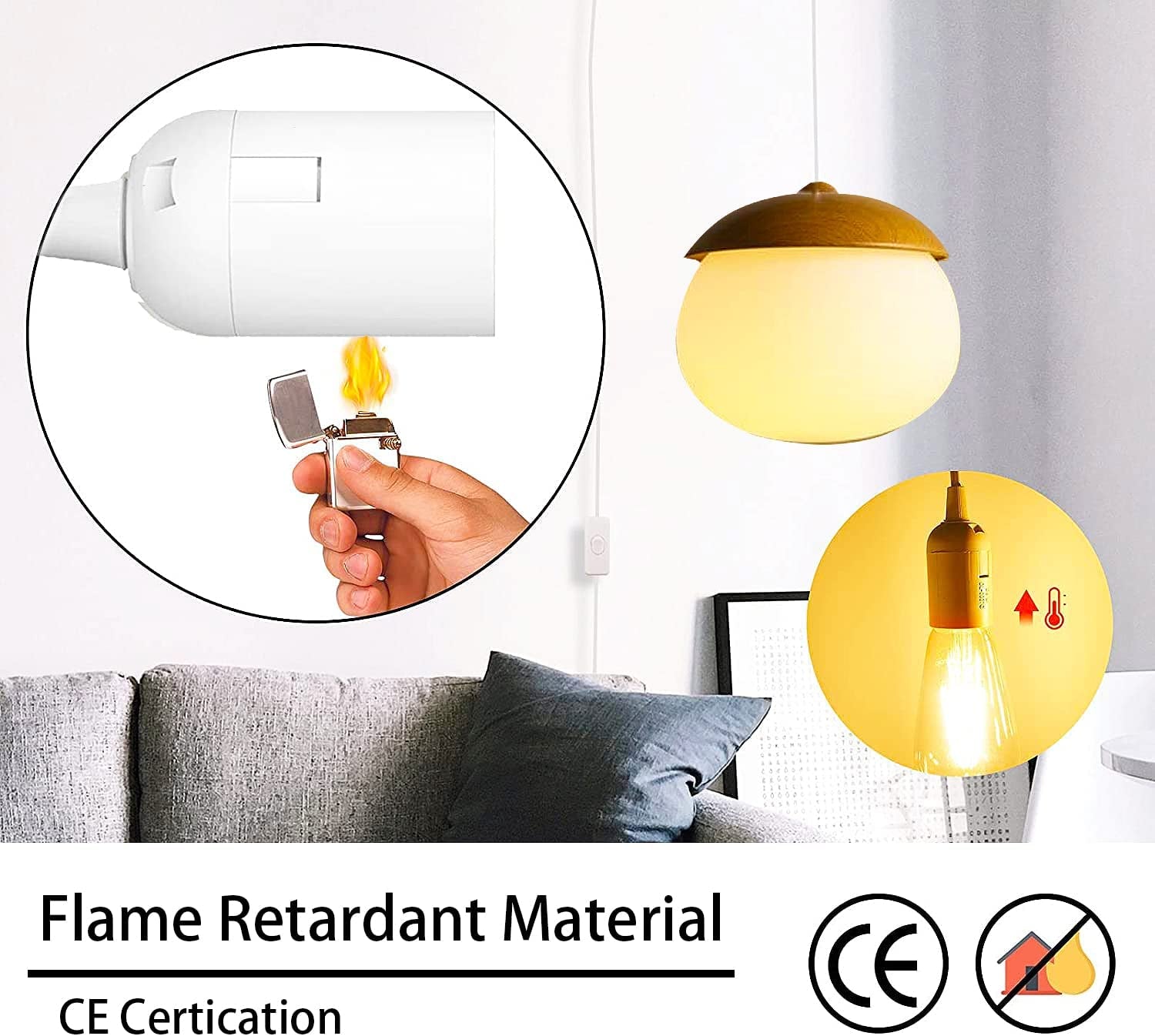 2Pcs E27 Cable Cord with On/Off Switch, E27 Lamp Base Holder Socket AC AU Power Plug, 1.8M White Extension Lights Lamp Bulb Cord for Bedroom Kitchen Plant Growth DIY Hanging Lanterns Pendant Light