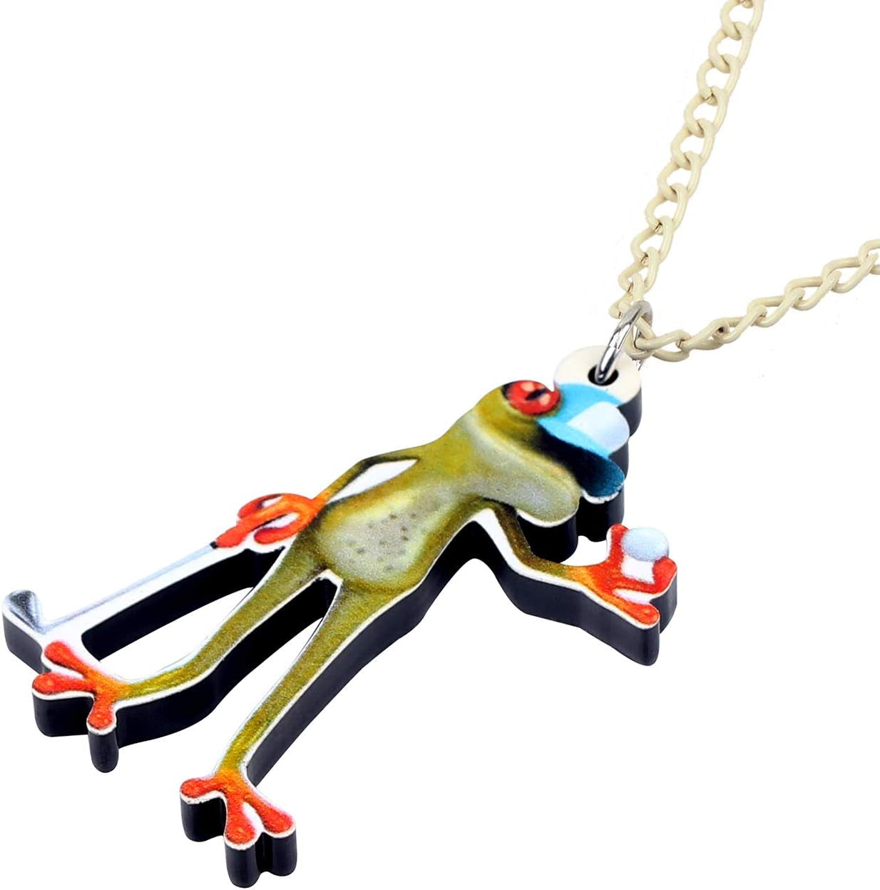 Acrylic Skateboard Frog Necklace Golf Boxer Frog Pendant Jewelry Gifts for Women Girls Ladies