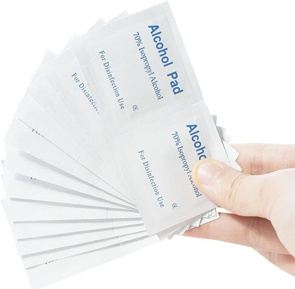 Alcohol Prep Pads,Aolvo Alcohol Wipes Individually Wrapped,Ideal for Cleaning, Sterilizing Skin,Small Wounds,Electronics,Lens,Nail Remove, Pack of 100