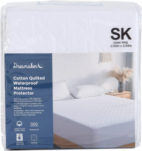 Cotton Quilted Waterproof Mattress Protector Child-Friendly Breathable Laminated Waterproof Layer Rustle Free Purafresh Treated & Antimicrobial Protection - Queen Bed (152Cmx203Cm+45)