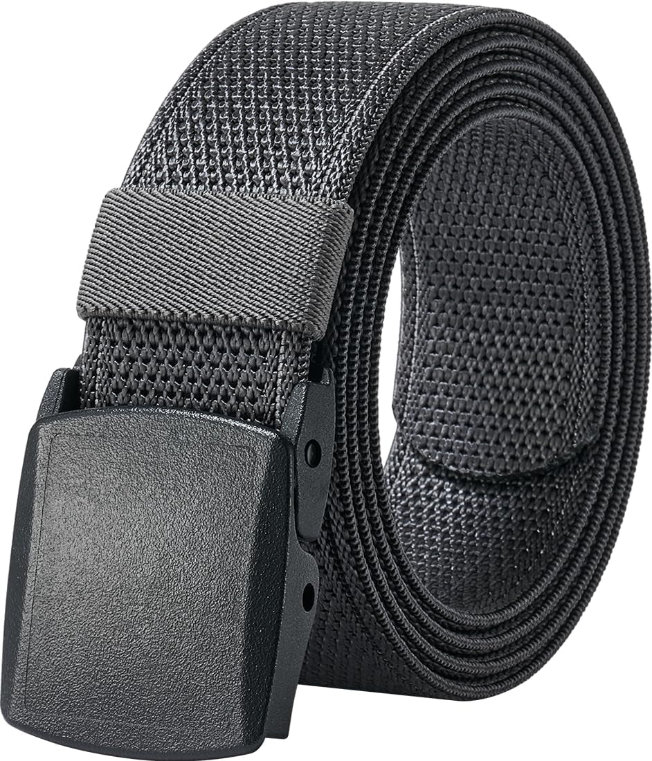 Men'S Micro-Elastic Belts with Plastic Buckle for Work Sports, Easy Trim to Fit 27-46