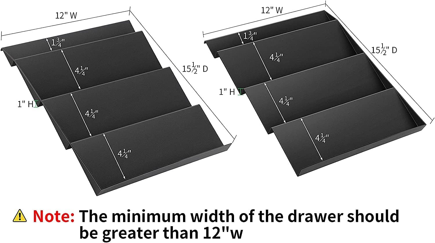 Spice Rack, Spice Drawer Organizer for Kitchen Drawer Cabinets- Adjustable 4 Slanted Tier Spice Storage Organizer Insert for Drawer Kitchen, Expands 12"To 23-1/4"W, 2 Pack Black