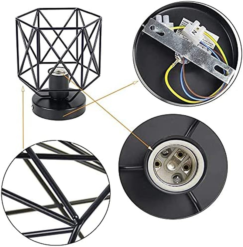 Vintage Hallway Ceiling Light E27 Edison Industrial Ceiling Light Max 40W Black Metal Semi Flush Mount Ceiling Light for Hallway Kitchen Hotel Restaurant Bar (Bulb No Included)