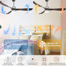 Load image into Gallery viewer, 56&quot; Modern Ceiling Fan with Lights and Remote, Brown Sliver Ceiling Fan, 3 Curved Blades, Noiseless Reversible Motor, Indoor LED Ceiling Fan for Kitchen Bedroom Living Room
