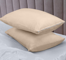 Load image into Gallery viewer, Waterproof Pillow Protector Zippered (2 Pack) Queen Beige – Bed Bug Proof Pillow Encasement 20 X 28 Inches
