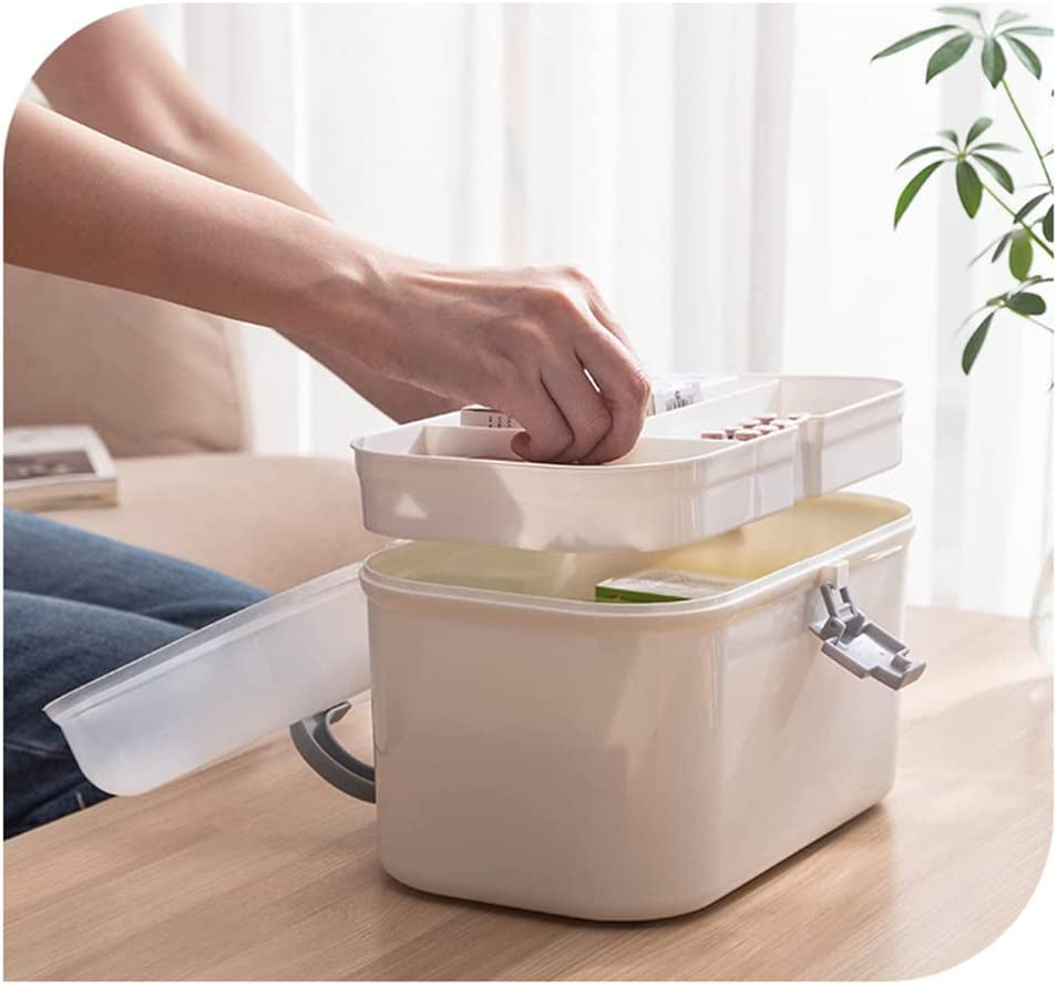 Medicine Organizer Box First Aid Health Emergency Storage Box Large Capacity Medicine Storage Bins with Lid (L)