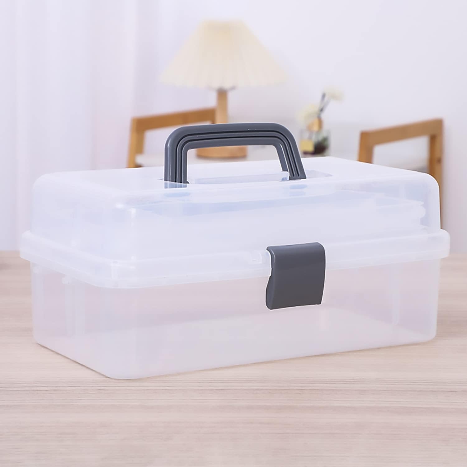 3 Layers Home & Work Foldable Large First Aid Box Empty, Clear Art & Craft Painting Storage Box, Transparent Sewing Organiser Box, Medicine Storage Box, Lightweight Tool Box