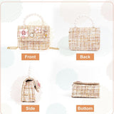 Little Girls Princess Purses Cute Crown Crossbody Bag Handbag with Pearl Handle for Kids Toddler