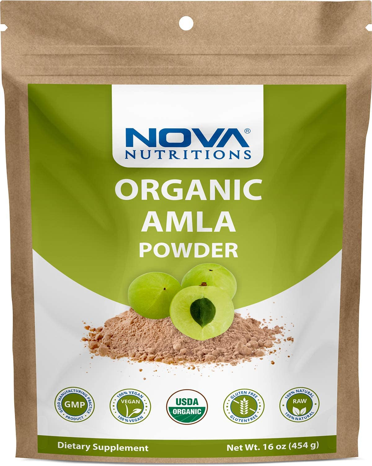 Certified Organic Amla Powder (Amalaki) 16 OZ (454 Gm) - Rich in Antioxidant Vitamin C - Supports Healthy Immune Function