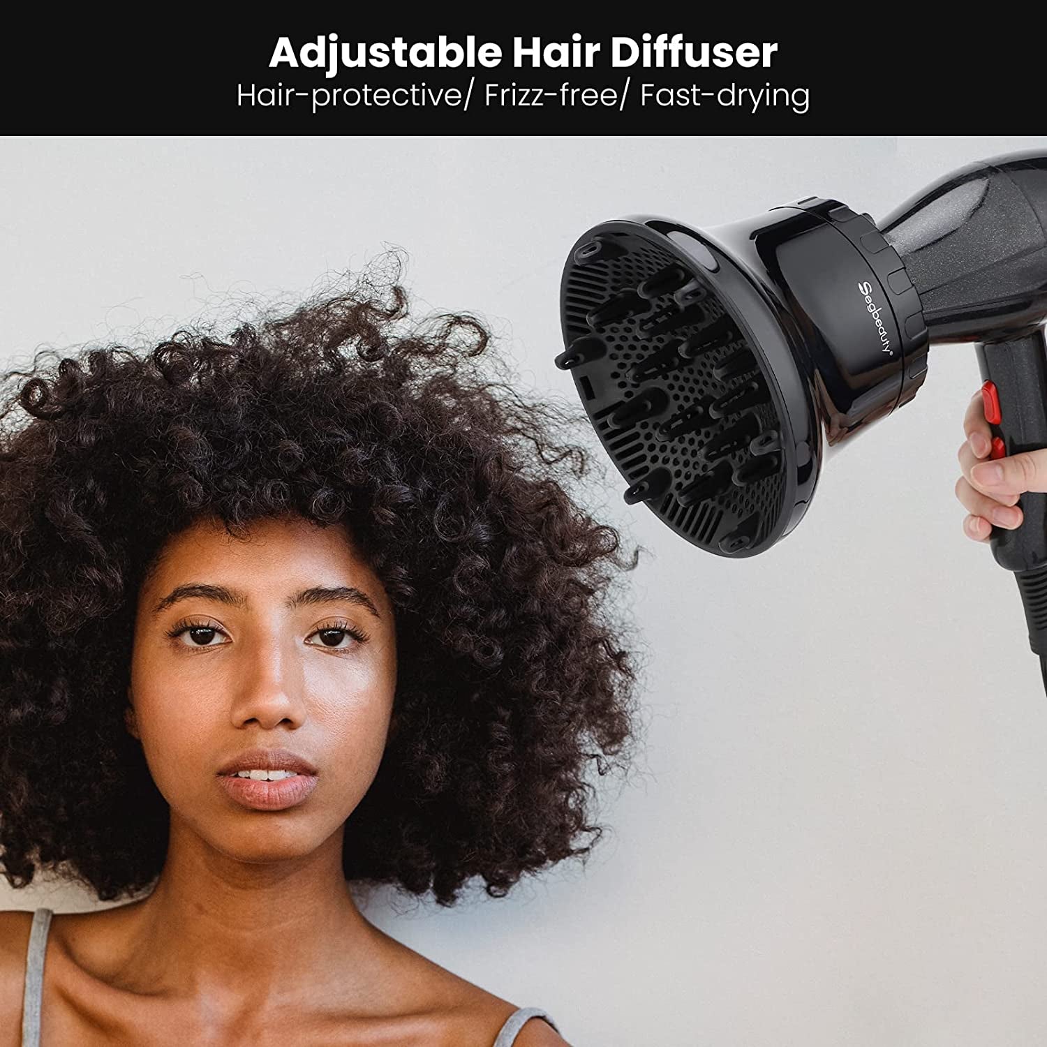 Universal Curly Hair Diffuser, Adaptable Hair Diffuser Attachment for Hair Salon Quality Hairstyling Tool Hair-Protective Frizz-Free Fast-Drying for Dryers with 1.58 to 2.48 Inches Nozzle