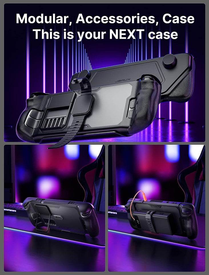 Modcase for Steam Deck, PC0104 Modular Steam Deck Case with Detachable Front Shell Valve Steam Deck Accessories Include Protective Case, Face Cover, Metal Bracket and Strap - Basic Set