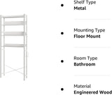 over the Toilet Storage, 4-Tier Wooden Bathroom Space Saver with Hooks, Freestanding Bathroom Organizer, Multifunctional over the Toilet Storage Rack, Bathroom Toilet Rack, White