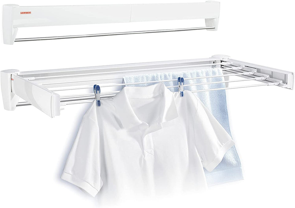 Telegant Wall Dryer, Foldable Outdoor and Indoor Drying Rack, Wall Mounted Clothesline, Space Saving Laundry Drier for Clothes, Towels (Colour: White) 3.6 M 83201-6
