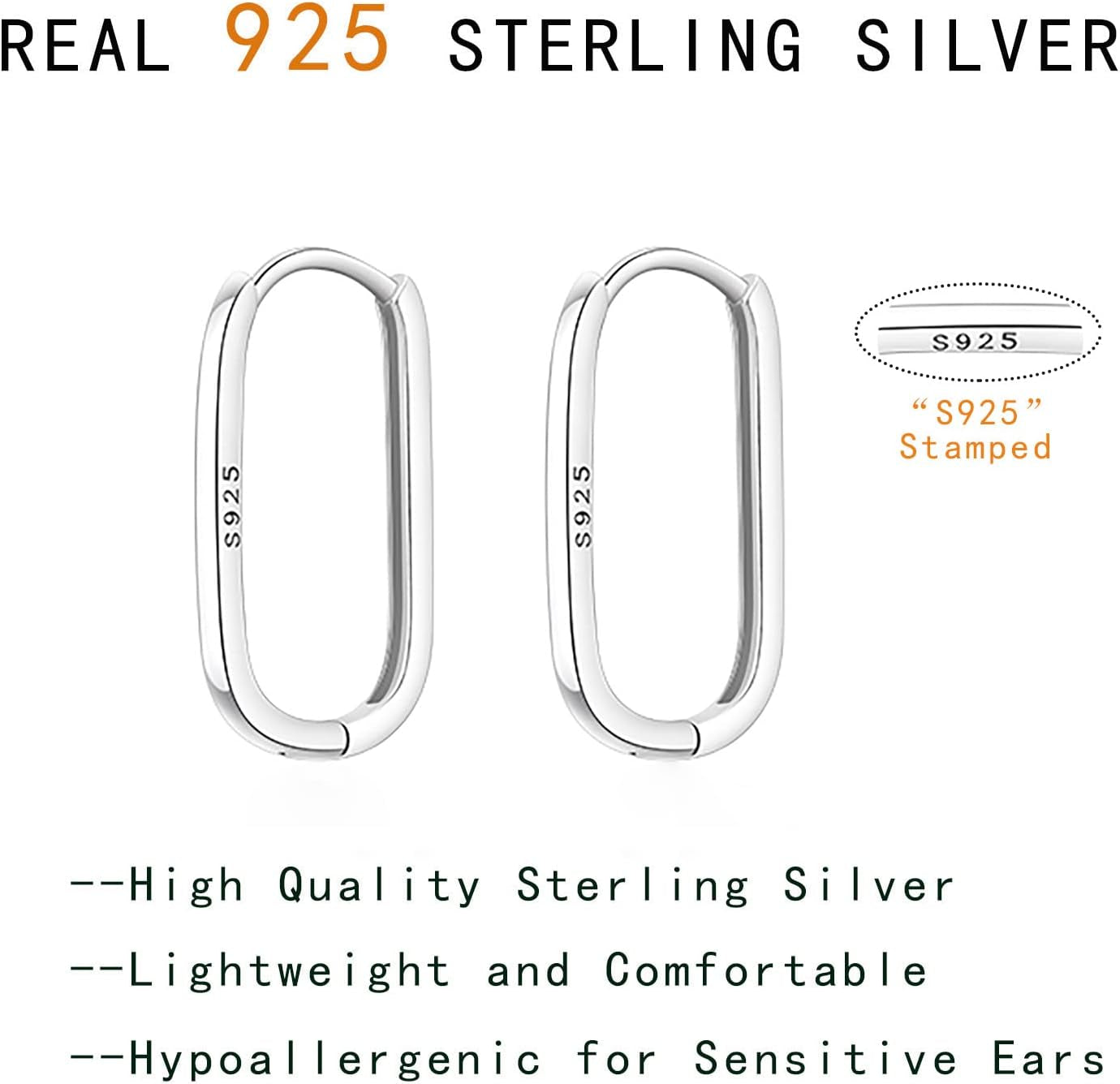 925 Sterling Silver U Hoop Earrings for Women Teen Girls Minimalist Square Hoop Earrings U Huggie Earrings