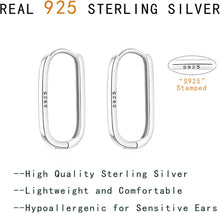 Load image into Gallery viewer, 925 Sterling Silver U Hoop Earrings for Women Teen Girls Minimalist Square Hoop Earrings U Huggie Earrings
