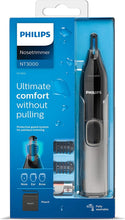 Load image into Gallery viewer, Series 3000 Ear, Eyebrow &amp; Nose Trimmer with 2 Eyebrow Combs &amp; Pouch, Showerproof and Fully Washable, Black &amp; Grey, NT3650/16
