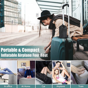 2 Pack Inflatable Foot Rest Pillow for Travel,Travel Accessories,Kids/Adults Airplane Travel Pillow-Adjustable Height Cushions,For Kids to Sleep While Traveling,Suitable for Office, Home