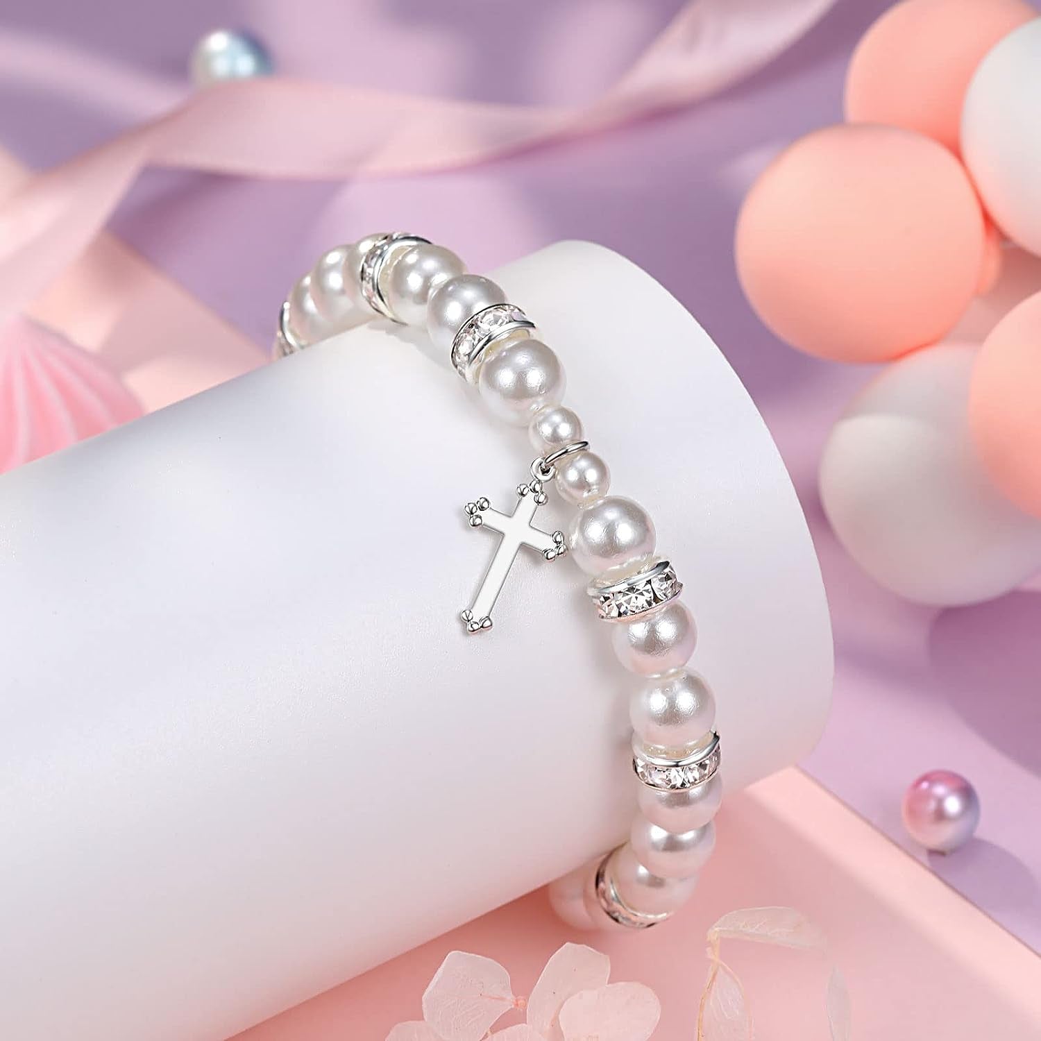 Baptism Gifts for Girl, First Communion Gifts Bracelets for Girls, Cross Bracelet