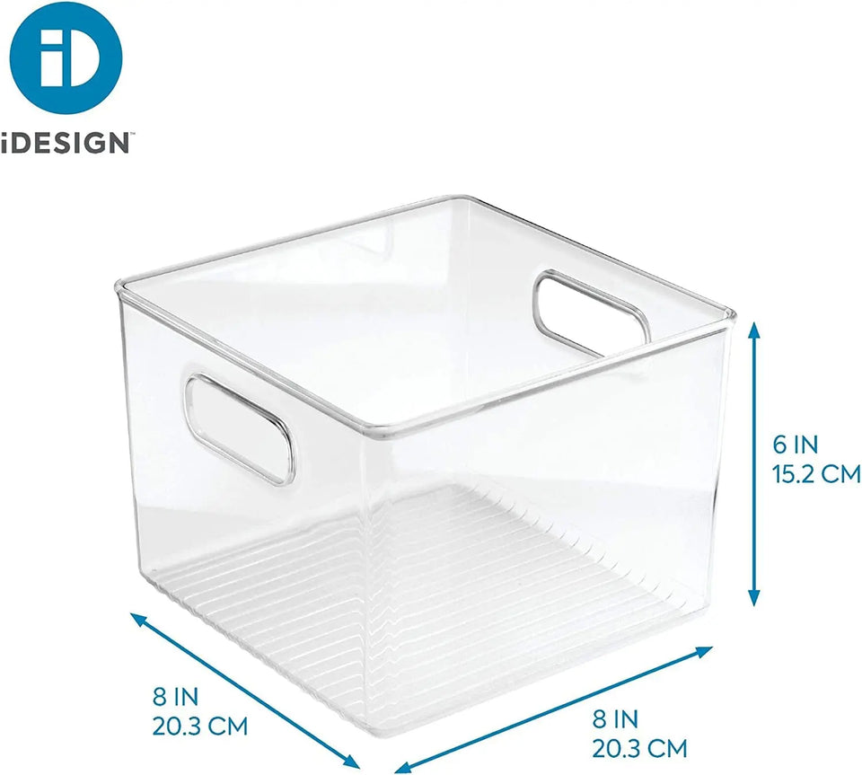 Kitchen Pantry and Cabinet Storage and Organization Bin, 8-Inch by 8-Inch by 6-Inch, Clear