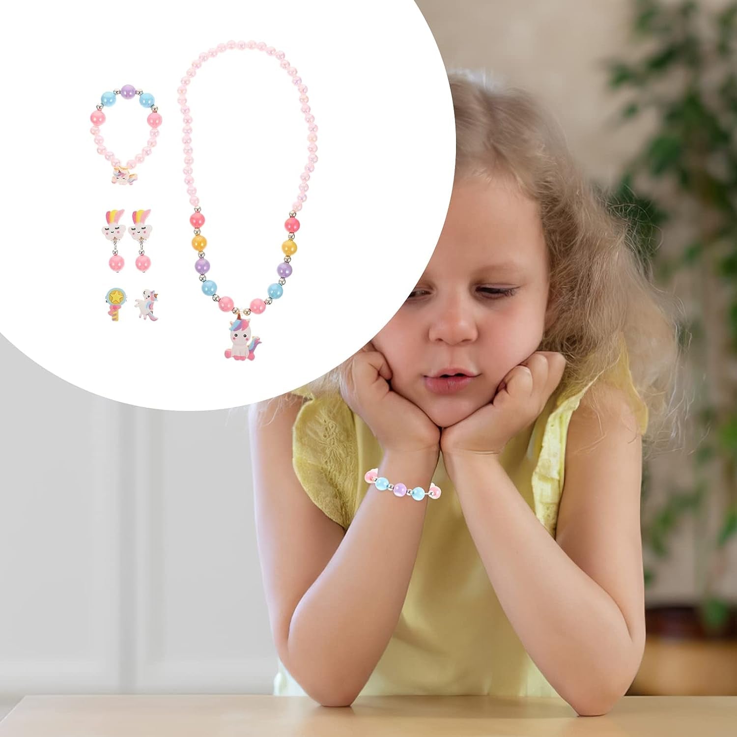 1 Set Unicorns Gifts for Girls Rainbow Gifts Unicorn Purse Jewelry Set for Kids Girl Unicorn Clip- on Earring Unicorn Necklace Bracelet Bag Backpacks Little Girl Jewelry Accessories