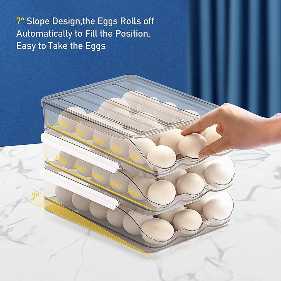 Large Capacity Egg Holder for Refrigerator, 36 Egg Fresh Storage Box for Fridge, Egg Storage Container Organizer Bin, Clear Plastic Storage Container，Egg Storage & Egg Tray (2 Layer)