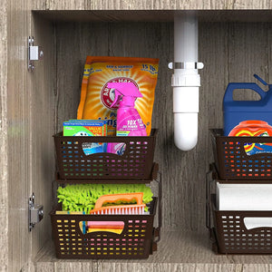 Simplehouseware 2 Tier Bathroom Organizer Tray Pull-Out Sliding Drawer/Under-Sink Storage, Brown