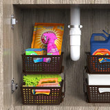 Simplehouseware 2 Tier Bathroom Organizer Tray Pull-Out Sliding Drawer/Under-Sink Storage, Brown