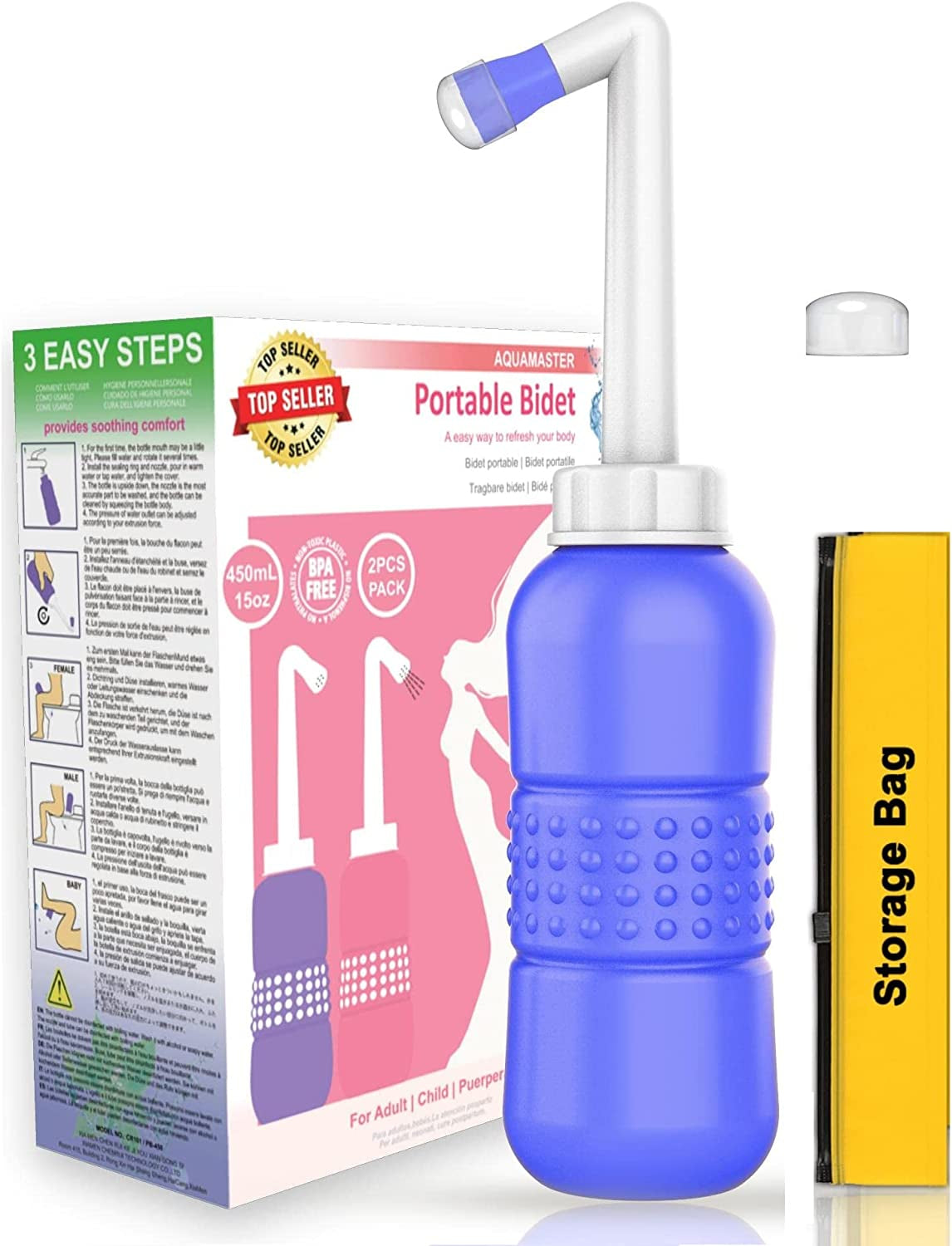 Peri Bottle for Postpartum Care Squirt Bottle 450Ml Portable Travel Bidet for Different Needs Peri Wash Bottle for Baby Female and Bedridden Patient for Postpartum Essentials, Feminine Care (1Pcs)