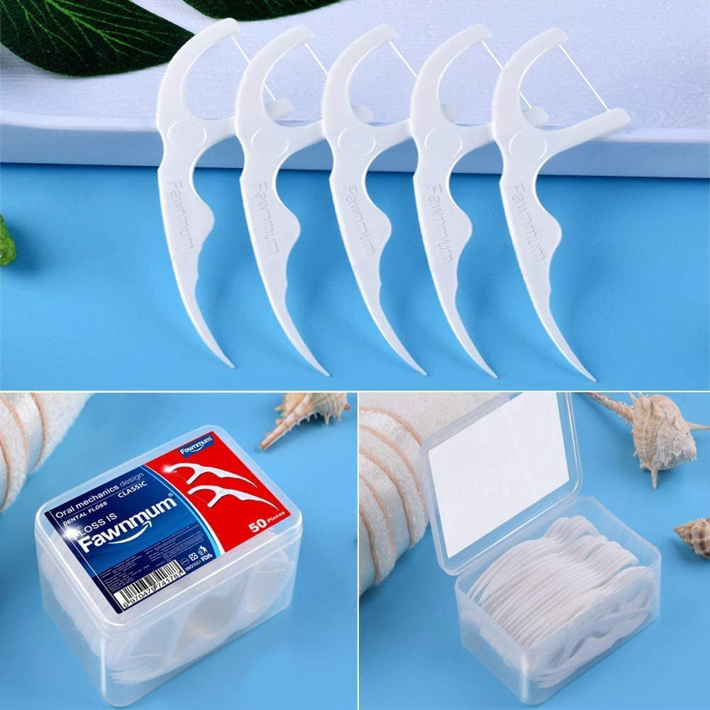 300PCS (6X50Pc/Box) Disposable Dental Flosser Dental Deep Cleaning Teeth Stick Tooth Pick Interdental Brush with Box Oral Care for Adults and Kids