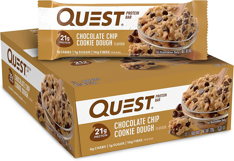 Chocolate Chip Cookie Dough Protein Bar, High Protein, Low Carb, Keto Friendly, 12 Count