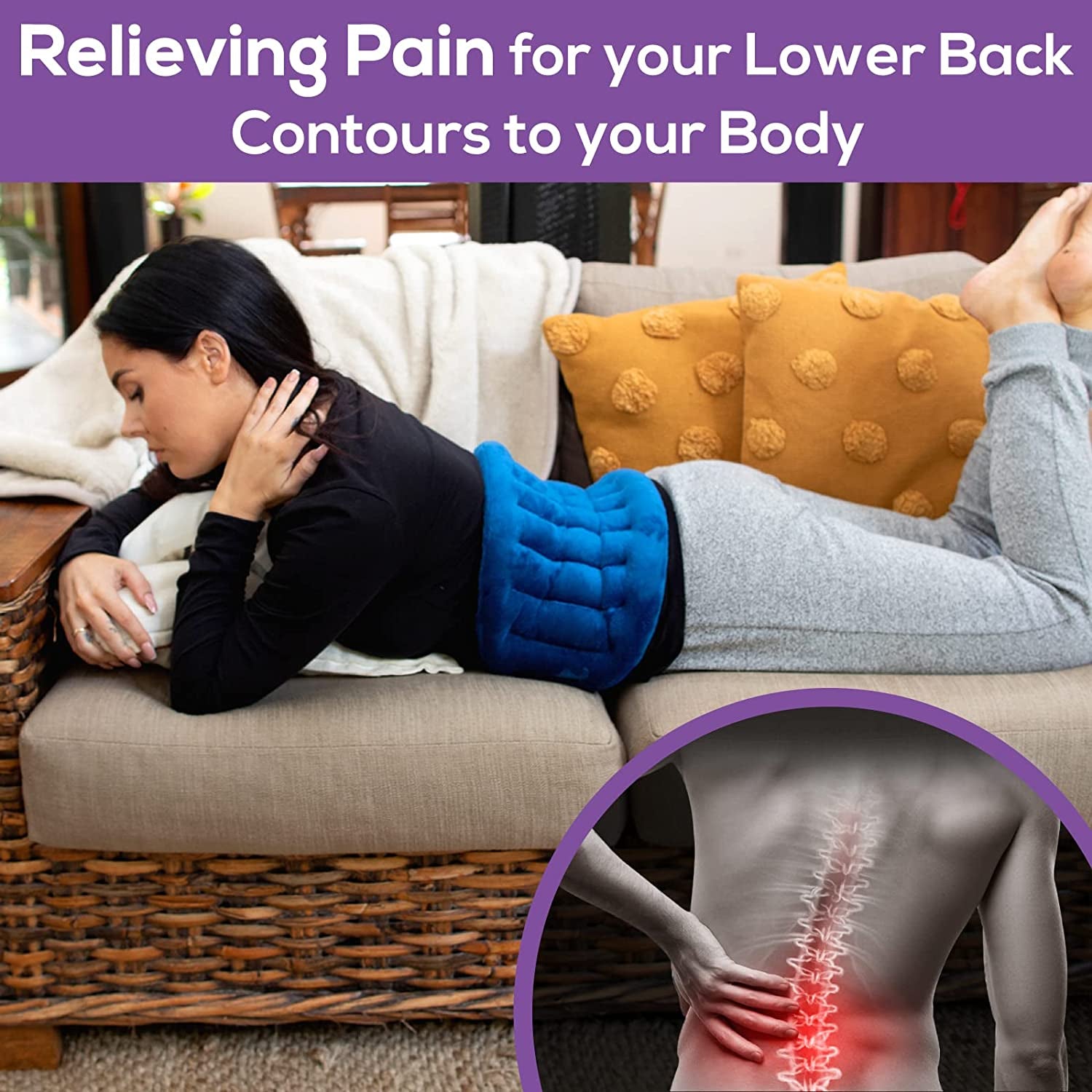 XL Microwave Heat Pack for Neck & Shoulders with a 25X50Cm Heating Area. Longer Ties to Secure In-Place. Flaxseed Wheat Bag for Cramps, Lower Back Pain Relief. Hot/Cold Reusable Heating Pad Blue