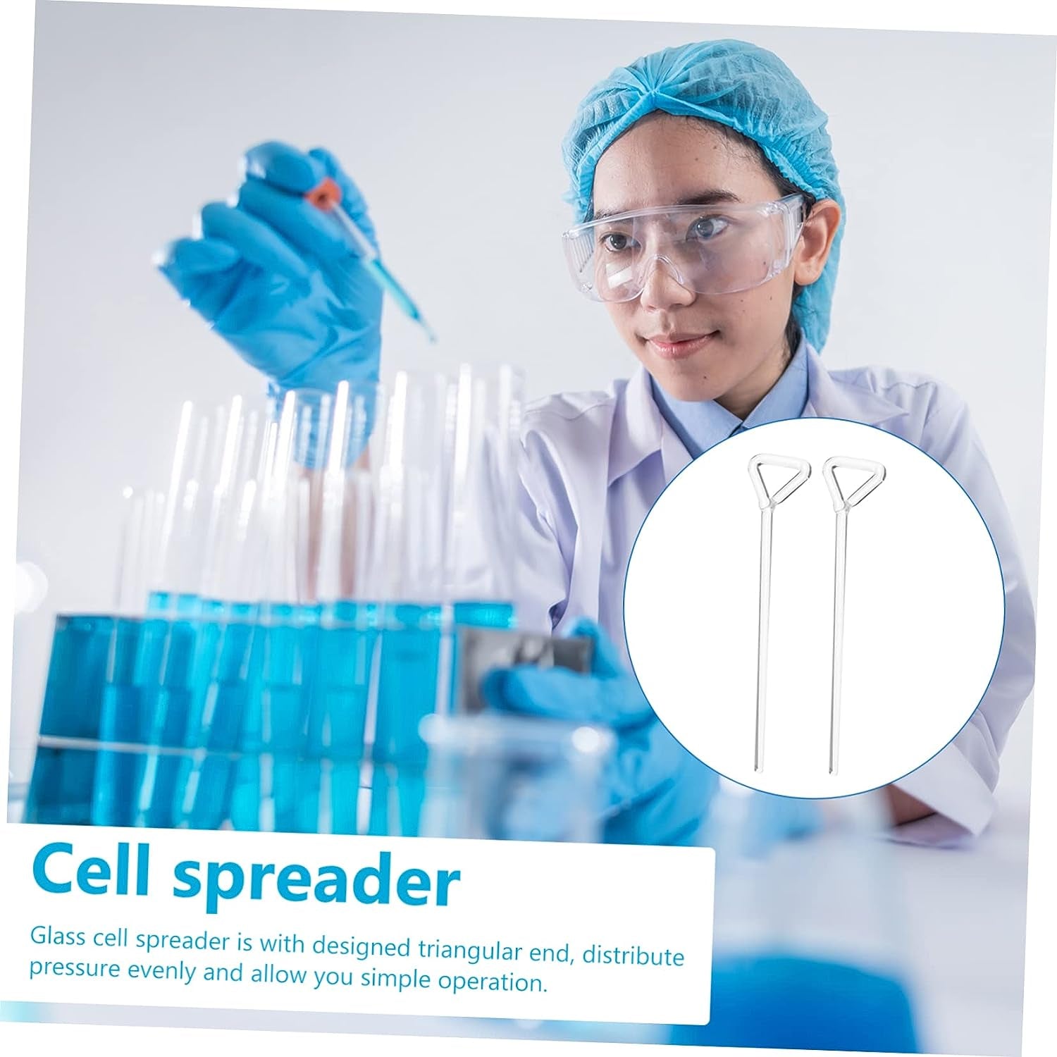 2Pcs Diffuser Science Experiment Kit Petri Spreaders Polypropylene Cell Spreader Labs Cell Scrapers Glass Stick L-Shaped Cell Spreader Stainless Steel Glass Transparent