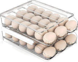 Large Capacity Egg Holder for Refrigerator, 36 Egg Fresh Storage Box for Fridge, Egg Storage Container Organizer Bin, Clear Plastic Storage Container，Egg Storage & Egg Tray (2 Layer)