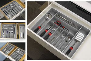 Simplehouseware Expandable Kitchen Drawer Flatware Organizer, Grey
