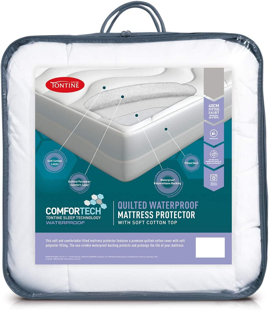 T6114 Comfortech Quilted Waterproof Mattress Protector,Double