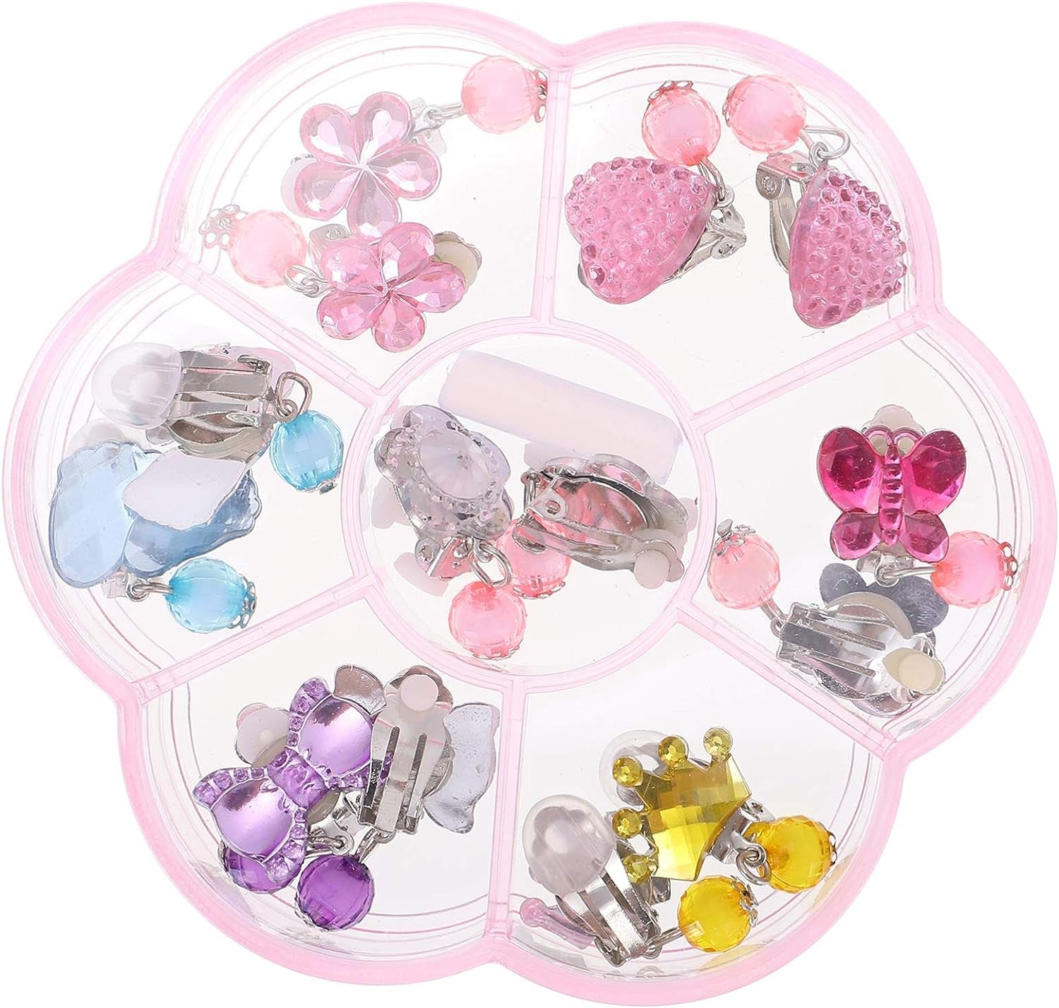 Clip on Earrings Princess Play Jewelry Earrings Set Resin Acrylic Clipon Earring Cartoon Dangle Eardrop for Little Girls Birthday Gift