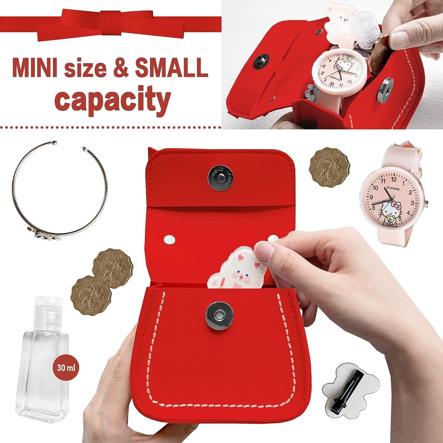Girls Mini Shoulder Bag Little Girls Handbag with Bow Knot Mini Flap Bag Purse Small Wallet Bag Crossbody Bag for Girls Kids Toddler Age 2-5 Years Old Height 80-110Cm/31.5"-43.3"