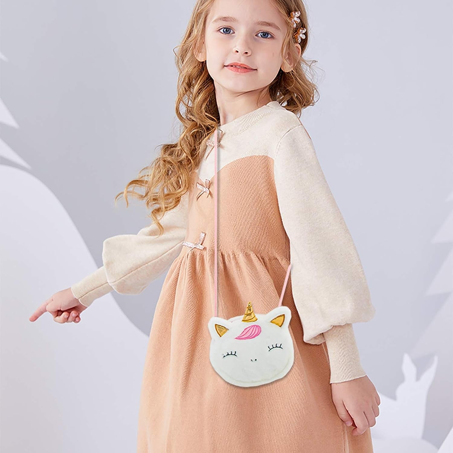 2 Pieces Little Girl Purses Crossbody Purses Unicorn Purse Cute Princess Handbags Shoulder Messenger Bag