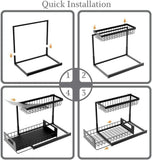 2 Tier under Sink Organiser, Sliding Cabinet Drawer Storage with Non-Slip Pads, Home Kitchen Pantry Bathroom Basket Storage Organiser Pull Out Bins, under Sink Shelf Caddy Storage Organisation (Metal - Black)