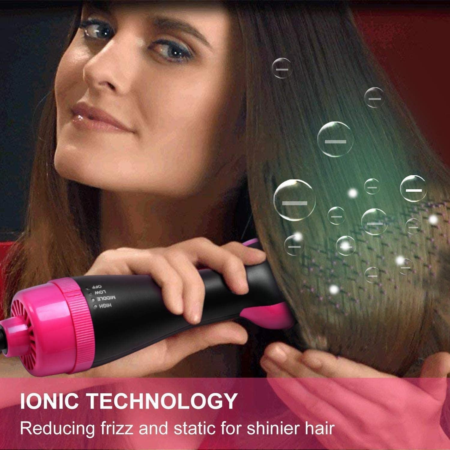 AU Plug Hot Air Brush,One Step Hair Dryer & Volumizer Hair Dryer & Volumizing Styler Comb 3-In-1 Negative Ion Straightening Brush Salon Hair Straightener Brush Curler for All Hair Types