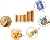 Food Storage Bag Organiser, 5Pack Bamboo Plastic Zip Lock Bags Dispenser Holder for Kitchen Drawer Pantry, Compatible with Gallon, Quart, Sandwich, Snack, Candy Variety Size Bag