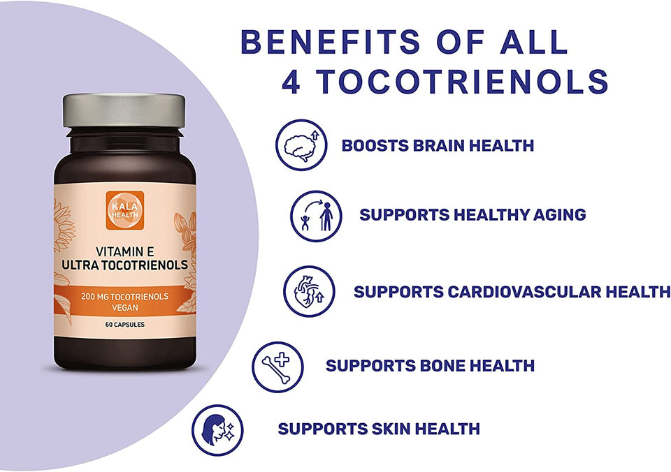Ultra Tocotrienol 200Mg Vitamin E Vegan – All 4 Tocotrienols - Alpha Tocotrienol + Beta Tocotrienol + Gamma Tocotrienol + Delta Tocotrienol – No Tocopherols - Unique Tocotrienol Complex (30)