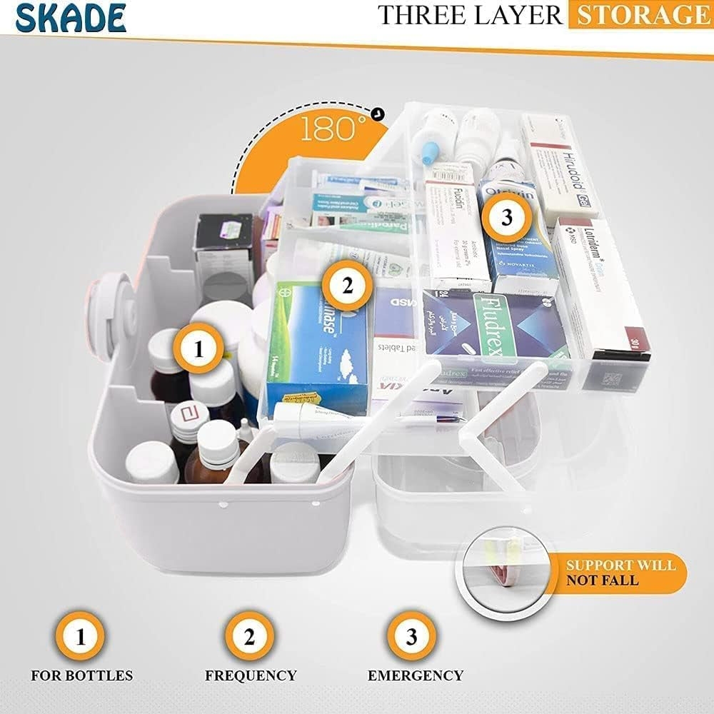 Medicine Storage Box and Plastic Storage Box, Multipurpose Organizer and Storage Case for Art Craft and Cosmetic,Hobby Accessories, Bathroom Cosmetics, and Toiletries