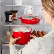 Load image into Gallery viewer, 82001 Microwave Rice Cooker (2.6L) and round Microwave Food Container (915Ml) Bpa-Free, Red/Clear
